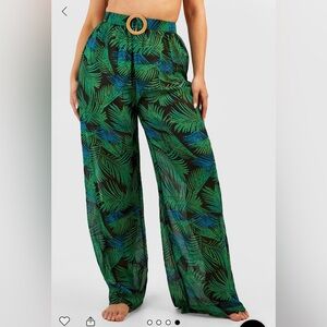 Boohoo Palm Raffia Buckle Beach Pants